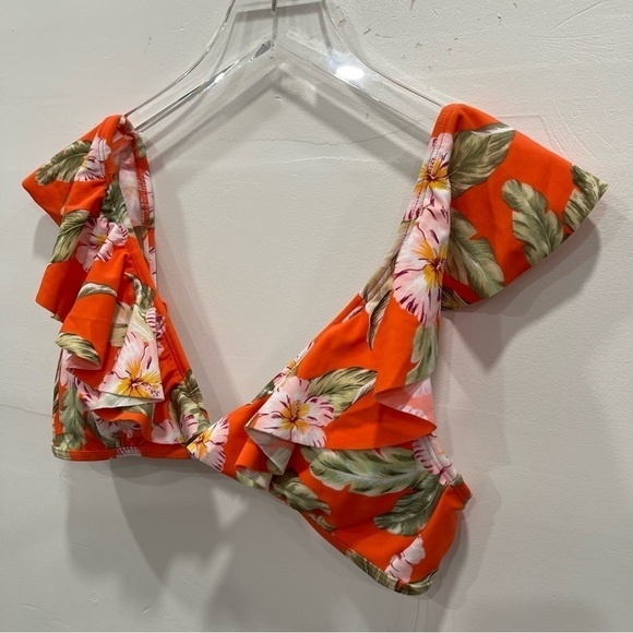 Xhilaration Ruffle Sleeve Bralette Bikini Top Large Floral - Picture 3 of 8